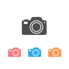 Photo Camera icon set vector Photography flat sign symbols logo illustration isolated on white background beautiful black