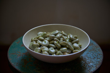 Cooked broad beans in a bowl