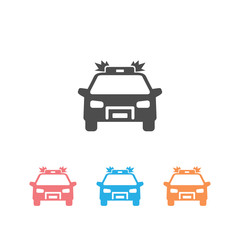 Police car icon set on white. Vector illustration