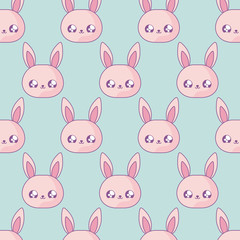 pattern of heads cute rabbits baby animals kawaii style