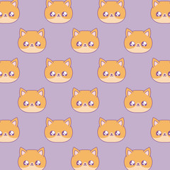 pattern of heads cute foxes baby animals kawaii style