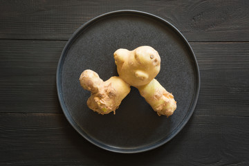 Ugly potatoes. Concept organic vegetables. Close up.