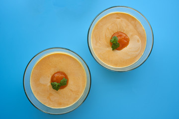 Homemade papaya mousse, homemade papaya syrup and mint leaves. Papaya Fruit
