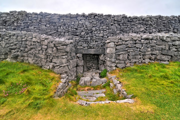 Dun Aengus -  prehistoric hill forts on the Aran Islands of County Galway, Republic of Ireland - obrazy, fototapety, plakaty