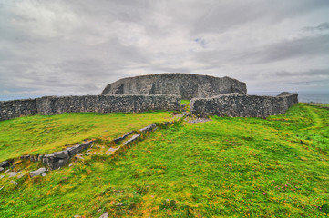 Dun Aengus -  prehistoric hill forts on the Aran Islands of County Galway, Republic of Ireland - obrazy, fototapety, plakaty
