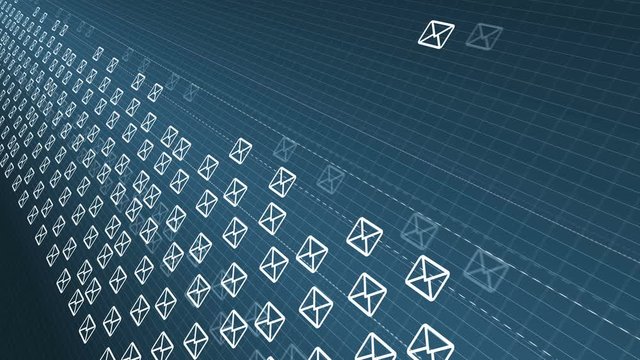 Envelope, E-Mail, flying mails abstract background. Seamless loopable background.
