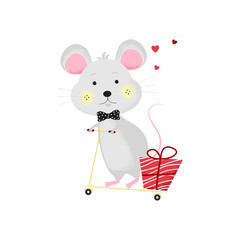 Isolated cute cartoon Mouse gentleman