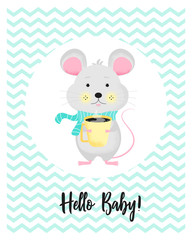 Vector illustration of a cute baby mouse