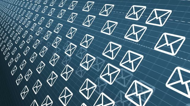 Envelope, E-Mail, flying mails abstract background. Seamless loopable background.