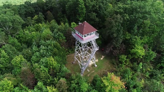 Famous Pinnacle Knob Fire Tower in Kentucky, aerial