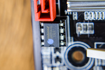 Electronic board with electrical components. Electronics of computer equipment