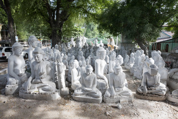 Fototapeta premium Making marble buddha statue in Mandalay.