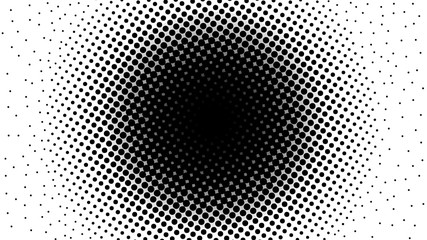 Monochrome black and white pop art background in retro comic style with halftone dots design isolated