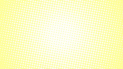 Pale yellow retro comic pop art background with halftone dots design, vector illustration template