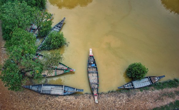 April 4, 2018, Sylhet, Bangladesh. Boats are waiting for customers in a swamp forest named Ratargul in Sylhet, Bangladesh.