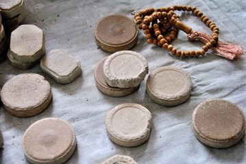 Clay turbahs and misbaha (tasbih) used for prayer by Muslims