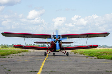 historical single engine airplane Antonov AN2, front view
