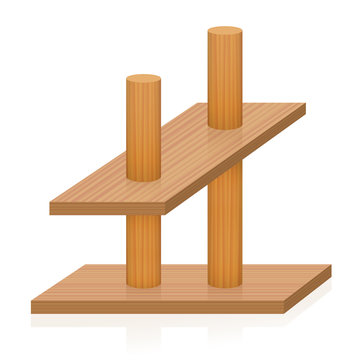 Impossible object. Two sticks pierce two planks, which are oriented differently in the perspective. Paradox, conflicting, incompatible, false wooden figure. Vector on white.