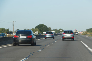 Fototapeta na wymiar Cars on the highway in France