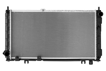 car engine cooling radiator on a white background