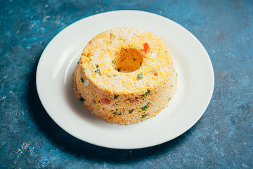 Cuscuz. Traditional Brazilian food prepared from corn flour