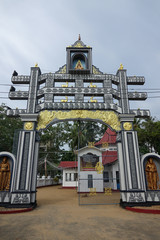 Fototapeta na wymiar Mahigarjanaramaya Buddhist Temple and Kirama Ananda Himi Religious Monument in Wadduwa, Western Province, Sri Lanka