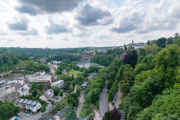 Fototapeta na wymiar Panorama of Luxembourg at cloudy day.