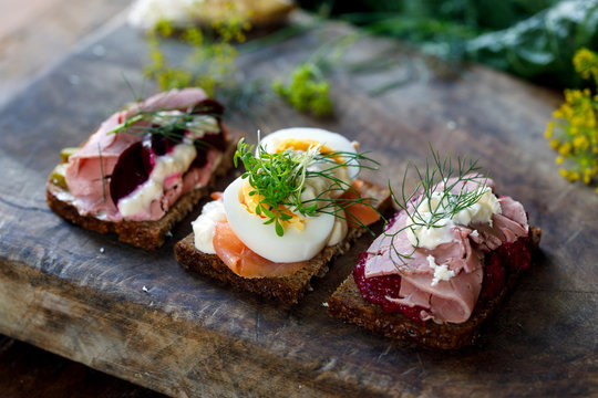 Selection of Scandinavian open sandwiches