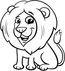 happy lion animal character cartoon color book