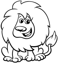 cute lion animal character cartoon color book