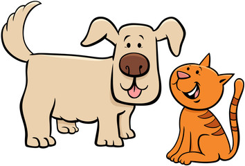 puppy and kitten cartoon characters illustration
