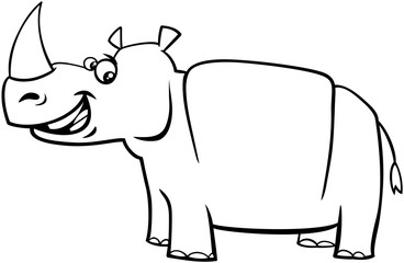 happy rhinoceros character coloring page