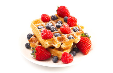 Berry Waffles Isolated on a White Background