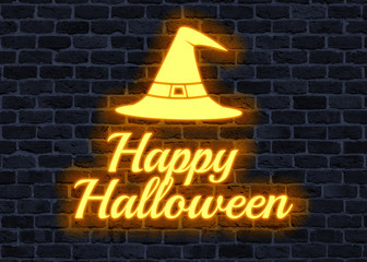 Happy Halloween Poster Neon For Halloween Day