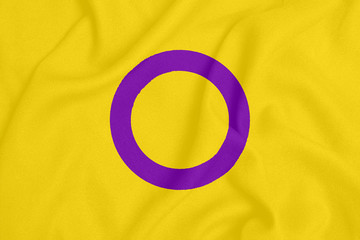 LGBT intersex pride community flag on a textured fabric. Pride symbol