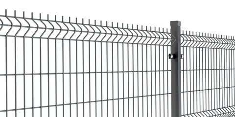 Fence panel isolated on white, rod type 2, 3D illustration - obrazy, fototapety, plakaty