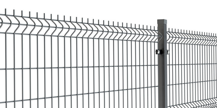 Fence panel isolated on white, rod type 2, 3D illustration