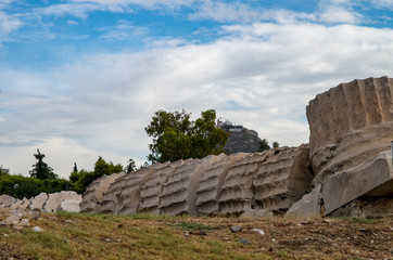 Temple of Olympian Zeus, Athens, Greece, detail of the column fallen in 1852