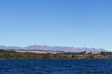 Naklejka premium view of Te Anau lake, Fiordland region, New Zealand