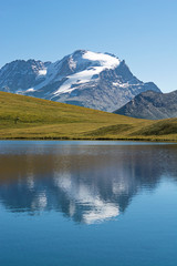 Obraz na płótnie Canvas Gran Paradiso Peak, 4061mt, from Nivolet plateau. Italian Alps