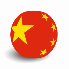 China Flag Globe Vector on white background.