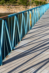 Suspension bridge over Kardzhali Reservoir between the villages Suhovo and Duzhdovnitsa in Kardzhali Municipality, Bulgaria