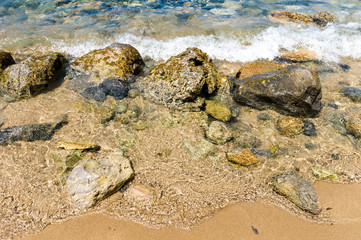 Coast stones of the Mediterranean sea, Crete, Greece