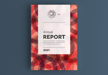 Annual Report Cover Layout with Red Abstract Background