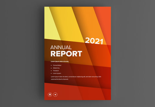 Annual Report Cover Layout with Orange Layered Elements