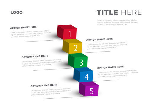 5 Step Info Chart Layout with Colorful Boxes