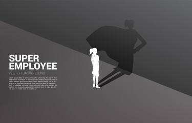 Silhouette of businesswoman and his shadow of superhero.concept of empower potential and human resource management © Panithan
