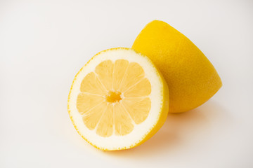 lemon cut on a white background, close-up for design