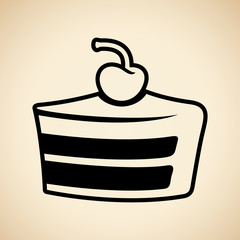 Black Cake Icon isolated on a Beige Background Vector Illustration