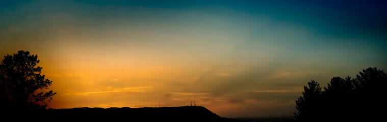 Bays Mountain silhouetted at sunset in Kingsport Tennessee